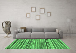 Machine Washable Southwestern Emerald Green Country Area Rugs in a Living Room,, wshabs2178emgrn