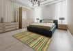 Abstract Metallic Gold Southwestern Rug in a Bedroom, abs2178