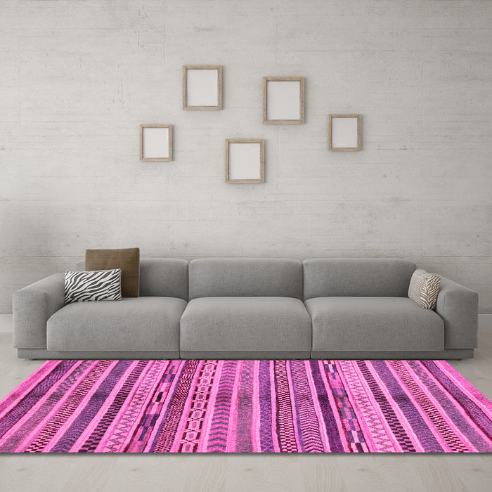 Machine Washable Southwestern Pink Country Rug in a Living Room, wshabs2178pnk