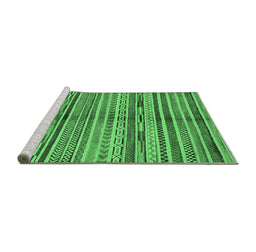 Sideview of Machine Washable Southwestern Emerald Green Country Area Rugs, wshabs2178emgrn