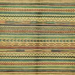 Square Abstract Metallic Gold Southwestern Rug, abs2178