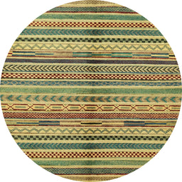 Round Machine Washable Abstract Metallic Gold Rug, wshabs2178