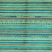 Square Machine Washable Southwestern Light Blue Country Rug, wshabs2178lblu