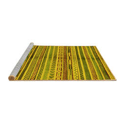 Sideview of Machine Washable Southwestern Yellow Country Rug, wshabs2178yw