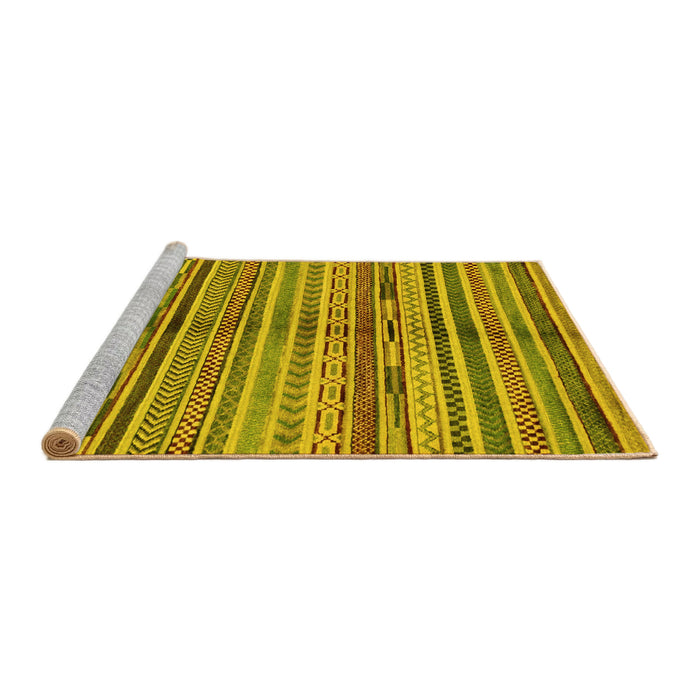 Sideview of Machine Washable Southwestern Yellow Country Rug, wshabs2178yw
