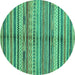 Round Southwestern Turquoise Country Rug, abs2178turq