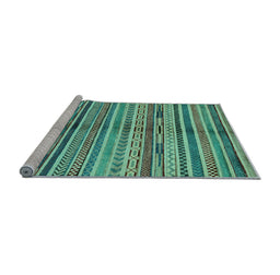 Sideview of Machine Washable Southwestern Light Blue Country Rug, wshabs2178lblu