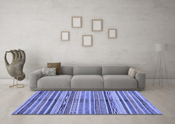 Machine Washable Southwestern Blue Country Rug in a Living Room, wshabs2178blu