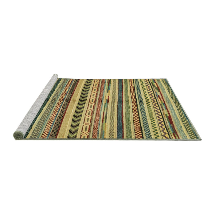 Sideview of Machine Washable Abstract Metallic Gold Rug, wshabs2179