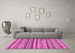 Machine Washable Abstract Pink Modern Rug in a Living Room, wshabs2179pnk