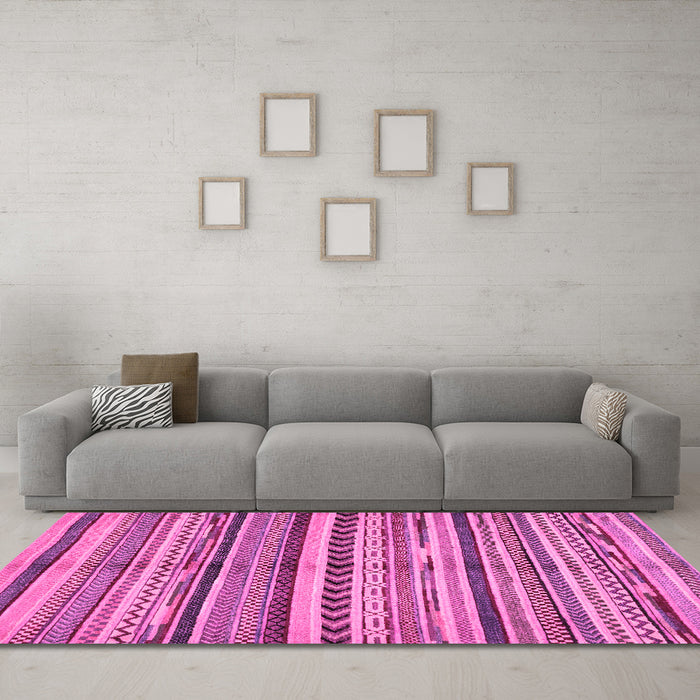 Machine Washable Abstract Pink Modern Rug in a Living Room, wshabs2179pnk