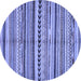 Round Machine Washable Abstract Blue Modern Rug, wshabs2179blu