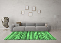 Machine Washable Abstract Emerald Green Modern Rug, wshabs2179emgrn