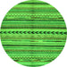 Round Machine Washable Abstract Green Modern Area Rugs, wshabs2179grn