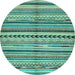 Round Machine Washable Abstract Light Blue Modern Rug, wshabs2179lblu