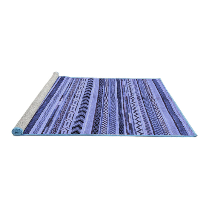 Sideview of Machine Washable Abstract Blue Modern Rug, wshabs2179blu