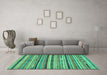 Machine Washable Abstract Turquoise Modern Area Rugs in a Living Room,, wshabs2179turq