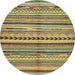 Round Abstract Metallic Gold Modern Rug, abs2179