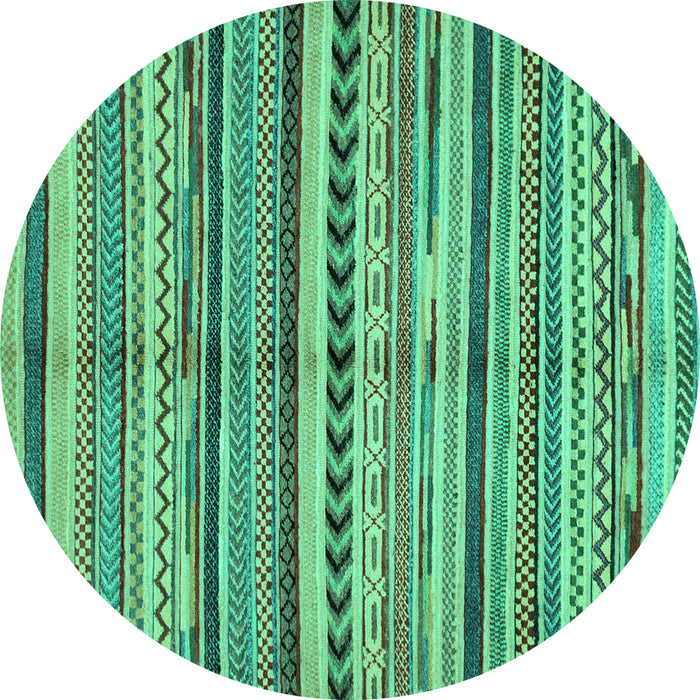 Round Machine Washable Abstract Turquoise Modern Area Rugs, wshabs2179turq