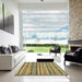 Square Abstract Metallic Gold Modern Rug in a Living Room, abs2179