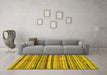 Machine Washable Abstract Yellow Modern Rug in a Living Room, wshabs2179yw