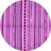 Round Machine Washable Abstract Purple Modern Area Rugs, wshabs2179pur