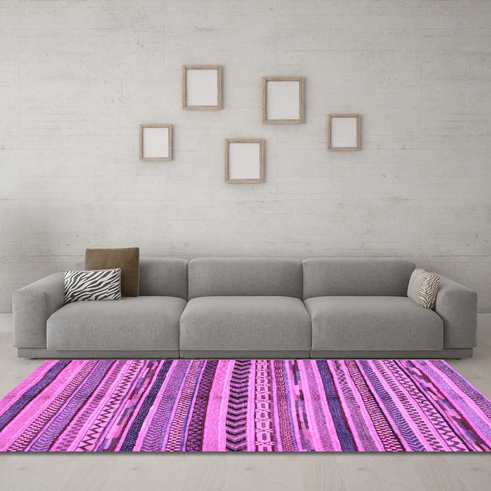 Machine Washable Abstract Purple Modern Area Rugs in a Living Room, wshabs2179pur