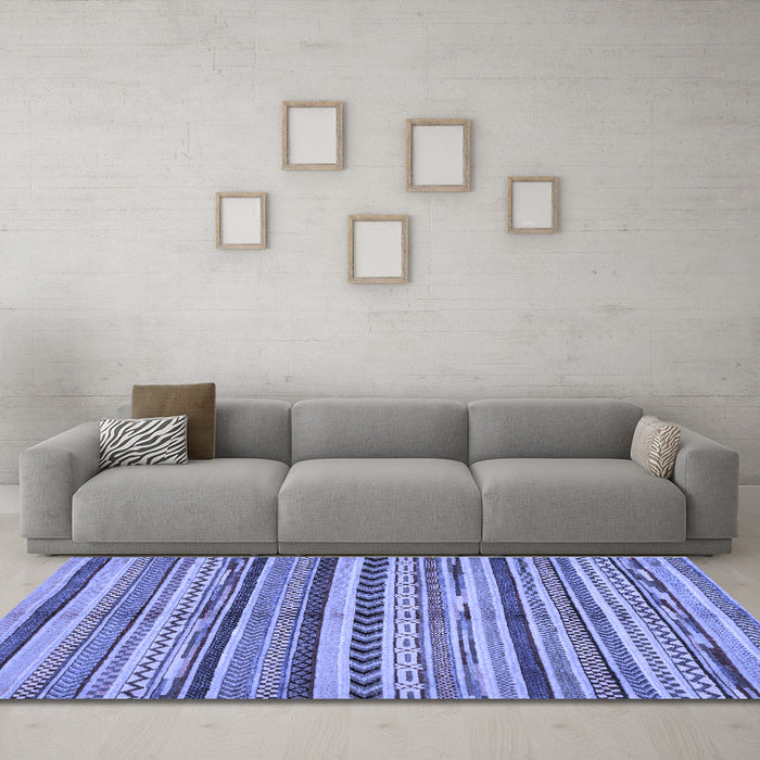 Machine Washable Abstract Blue Modern Rug in a Living Room, wshabs2179blu