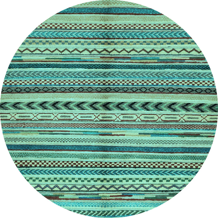 Round Abstract Light Blue Modern Rug, abs2179lblu