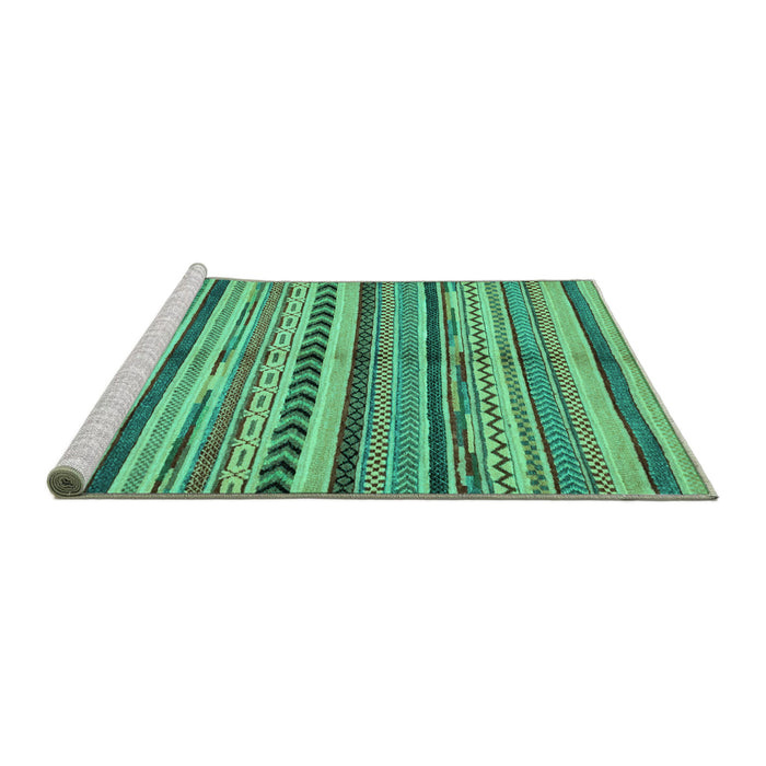 Sideview of Machine Washable Abstract Turquoise Modern Area Rugs, wshabs2179turq