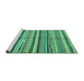 Sideview of Machine Washable Abstract Turquoise Modern Area Rugs, wshabs2179turq