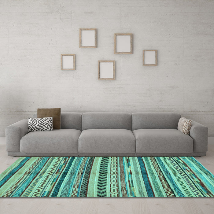 Machine Washable Abstract Light Blue Modern Rug in a Living Room, wshabs2179lblu