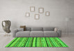 Machine Washable Abstract Green Modern Area Rugs in a Living Room,, wshabs2179grn