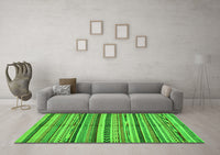 Machine Washable Abstract Green Modern Rug, wshabs2179grn