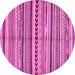 Round Machine Washable Abstract Pink Modern Rug, wshabs2179pnk