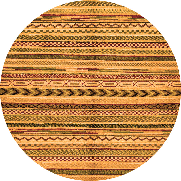 Round Machine Washable Abstract Orange Modern Area Rugs, wshabs2179org