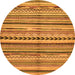 Round Machine Washable Abstract Orange Modern Area Rugs, wshabs2179org