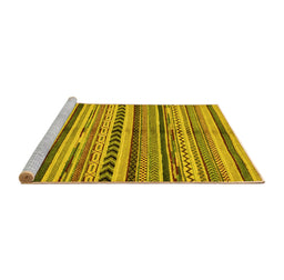 Sideview of Machine Washable Abstract Yellow Modern Rug, wshabs2179yw