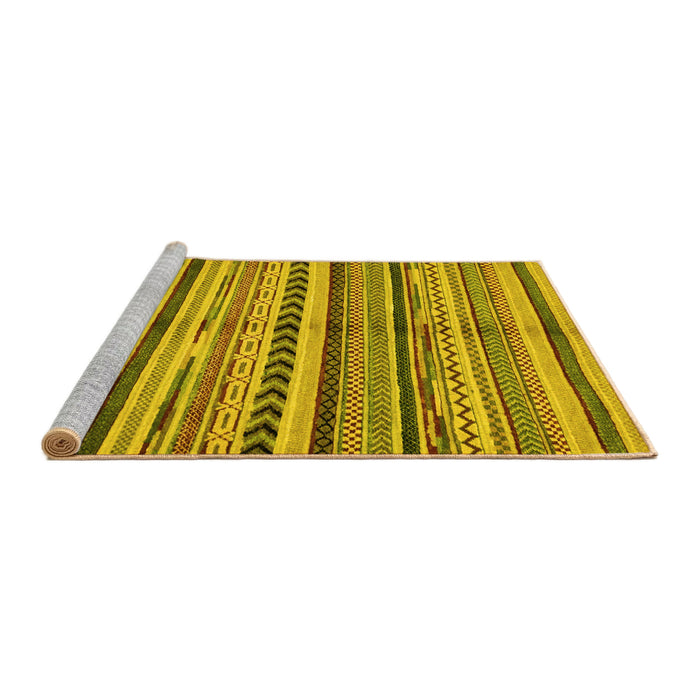 Sideview of Machine Washable Abstract Yellow Modern Rug, wshabs2179yw