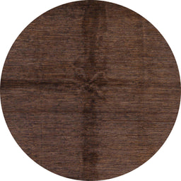 Round Machine Washable Abstract Bakers Brown Rug, wshabs217
