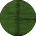 Round Abstract Green Modern Rug, abs217grn