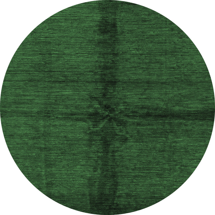 Round Machine Washable Abstract Emerald Green Modern Area Rugs, wshabs217emgrn