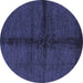 Round Machine Washable Abstract Blue Modern Rug, wshabs217blu