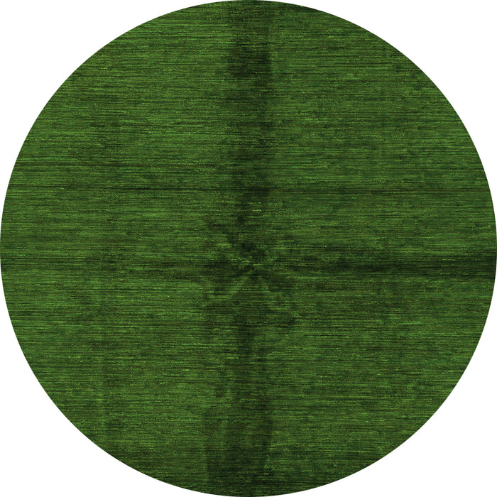 Round Machine Washable Abstract Green Modern Area Rugs, wshabs217grn