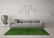 Machine Washable Abstract Green Modern Area Rugs in a Living Room,, wshabs217grn