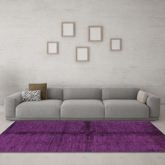 Machine Washable Abstract Purple Modern Area Rugs in a Living Room, wshabs217pur