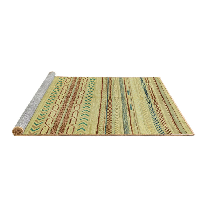 Sideview of Machine Washable Abstract Chrome Gold Yellow Rug, wshabs2180