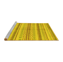 Sideview of Machine Washable Abstract Yellow Modern Rug, wshabs2180yw