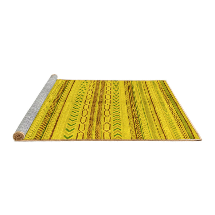 Sideview of Machine Washable Abstract Yellow Modern Rug, wshabs2180yw
