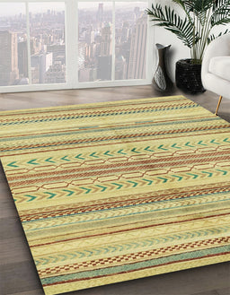 Abstract Chrome Gold Yellow Modern Rug in Family Room, abs2180